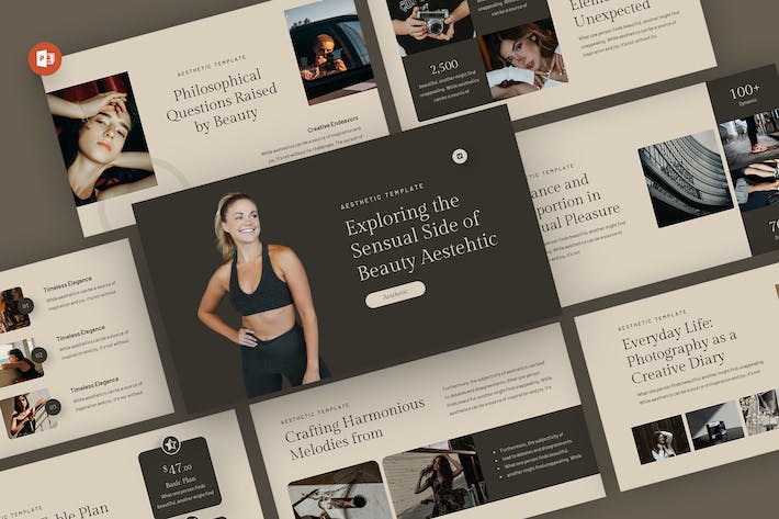 高级感美学美妆幻灯片PPT模板 - 顶尖PPT