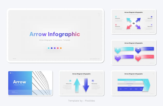 彩色箭头信息图形keynote模板 - 顶尖PPT