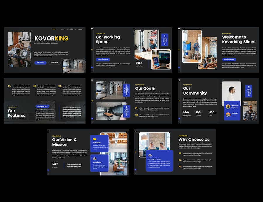 高级欧美风格协同工作空间演示PPT模板 - 顶尖PPT