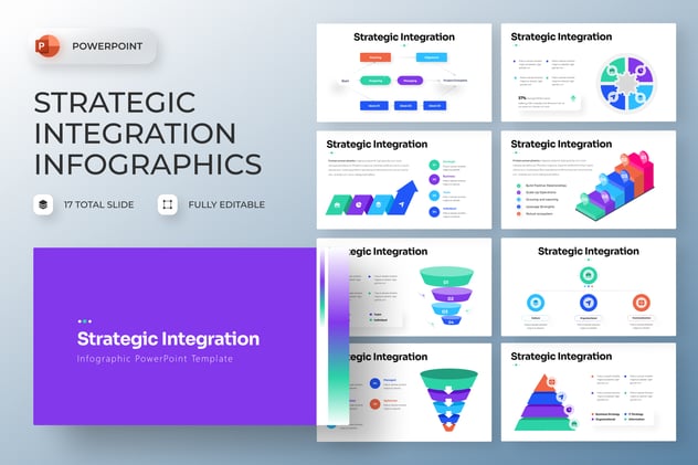 彩色战略整合可视化信息图形PPT模板 - 顶尖PPT