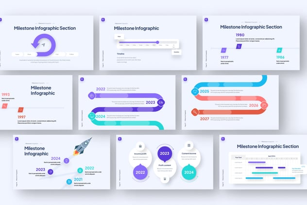 里程碑时间轴信息图形PPT模板 - 顶尖PPT