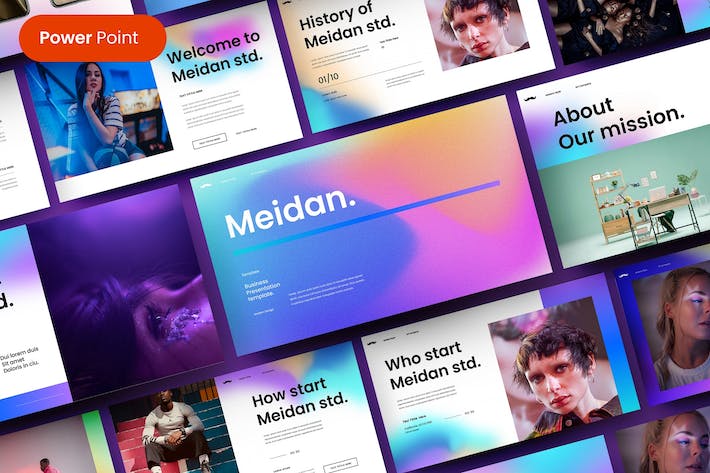 多彩图片网格商业计划PPT模板 - 顶尖PPT