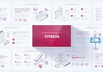 健身器材信息图形插画keynote模板 - 顶尖PPT