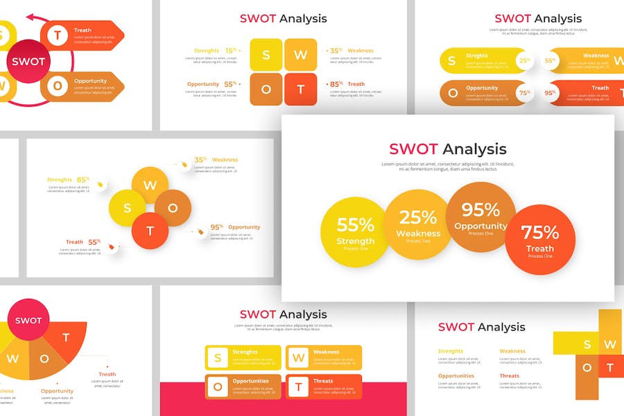 企业管理SWOT分析信息图形PPT模板 - 顶尖PPT
