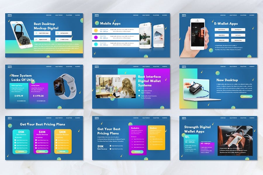 数字钱包支付应用实用工具PPT模板 - 顶尖PPT