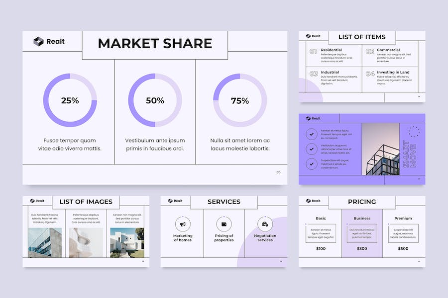 扁平化极简风格房地产装修公司数据分析PPT模板 - 顶尖PPT