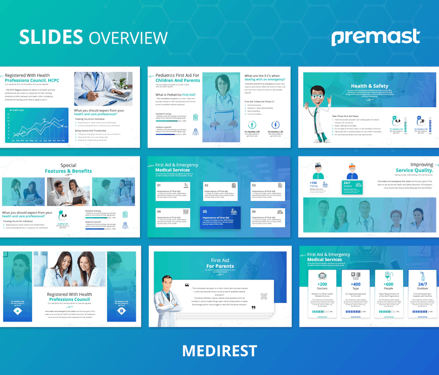 医疗相关机构急救培训组织PPT模板 - 顶尖PPT