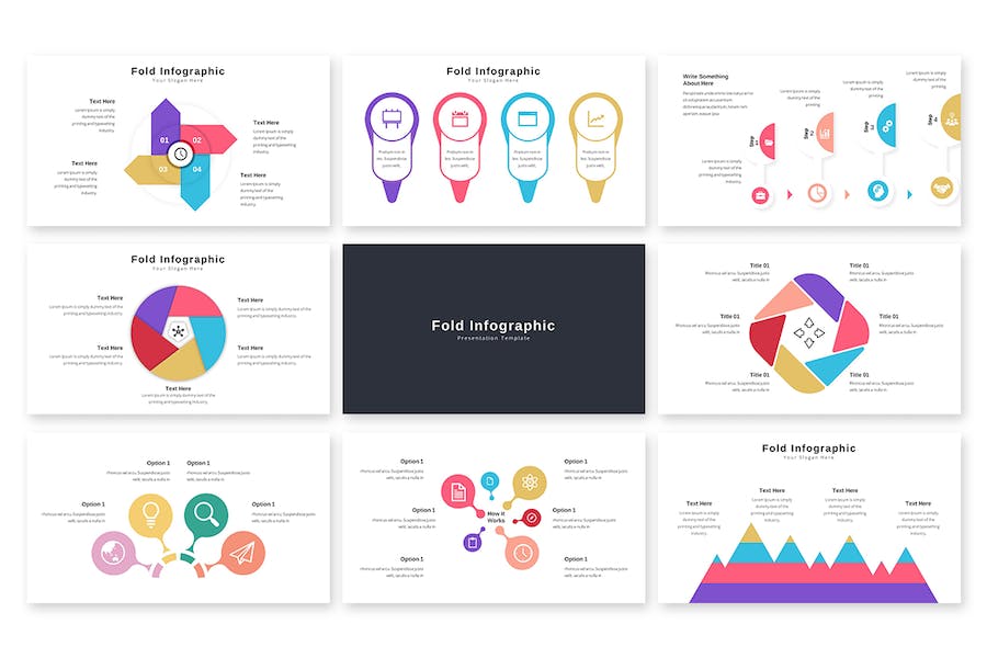 微立体折叠数据对比增长图形图表PPT模板 - 顶尖PPT