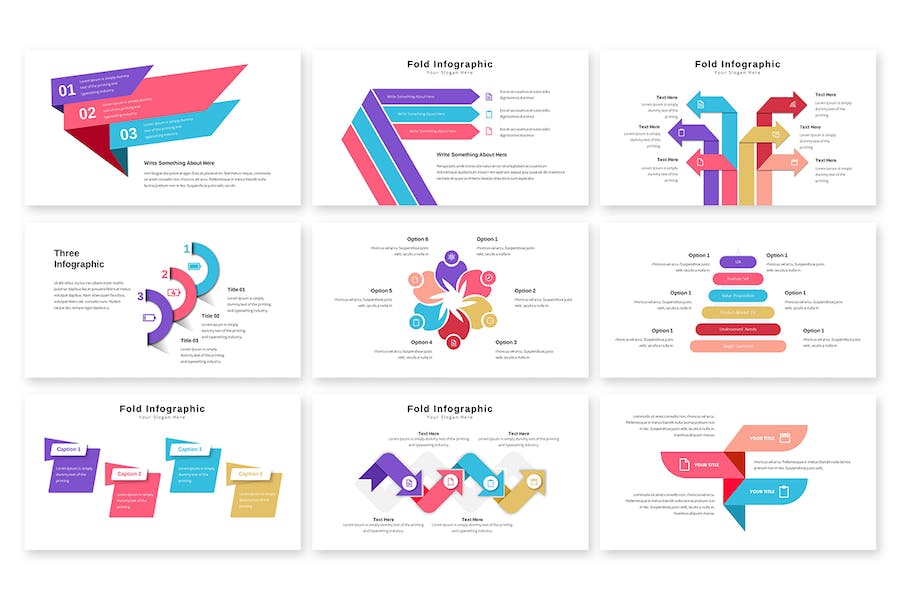 微立体折叠数据对比增长图形图表PPT模板 - 顶尖PPT