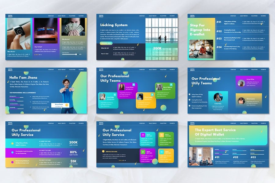 数字钱包支付应用实用工具PPT模板 - 顶尖PPT