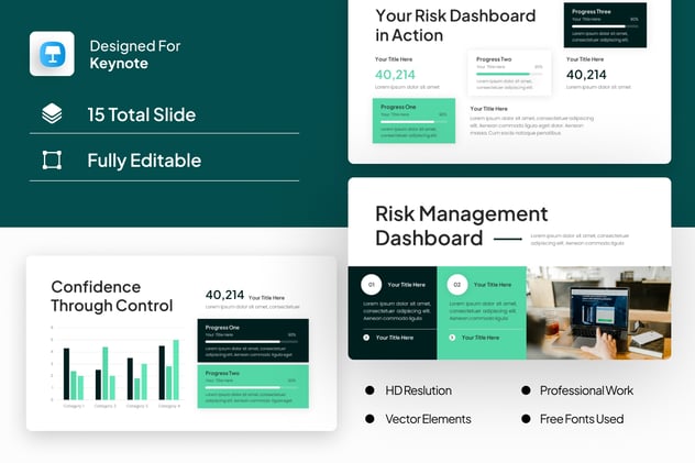 风险管理仪表板监控系统Keynote模板 - 顶尖PPT