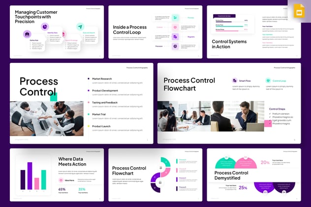 新拟态风格过程控制信息图形PPT模板 - 顶尖PPT