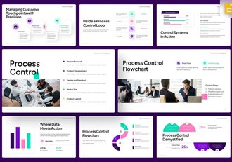 新拟态风格过程控制信息图形PPT模板 - 顶尖PPT