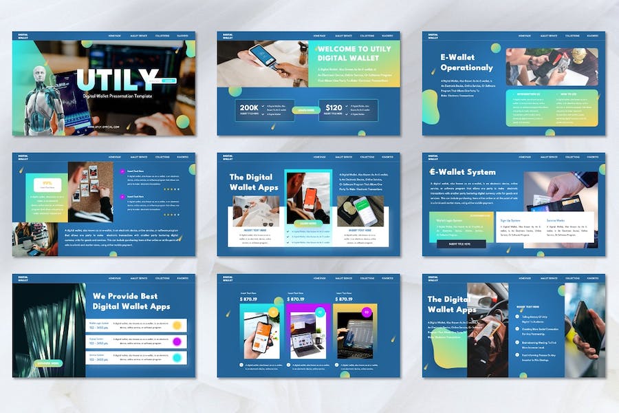 数字钱包支付应用实用工具PPT模板 - 顶尖PPT