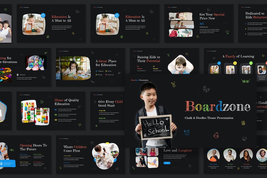 黑板涂鸦讲述展示设计推广PPT模板 - 顶尖PPT