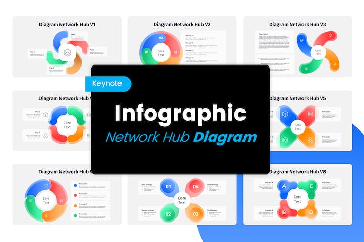 彩色圆形循环图形keynote模板 - 顶尖PPT