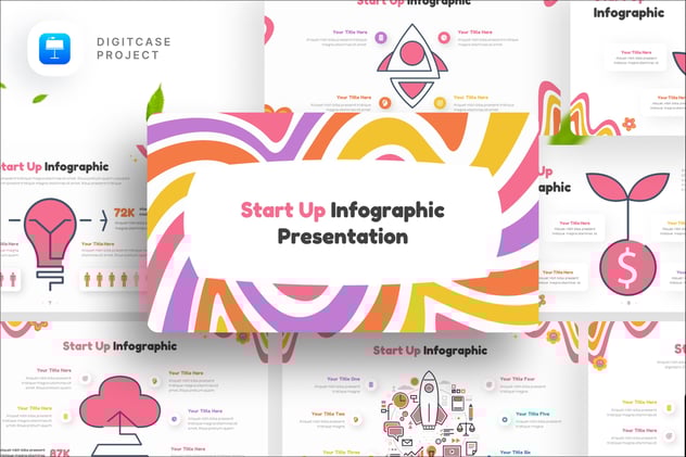 初创企业信息头脑风暴插画图形keynote模板 - 顶尖PPT