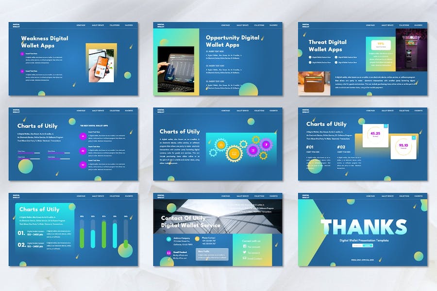 数字钱包支付应用实用工具PPT模板 - 顶尖PPT