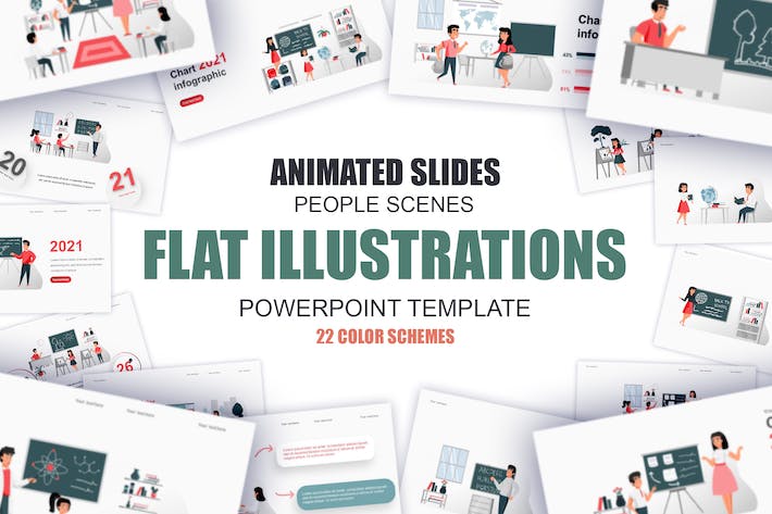 开学季返校教育主题插画PPT模板 - 顶尖PPT