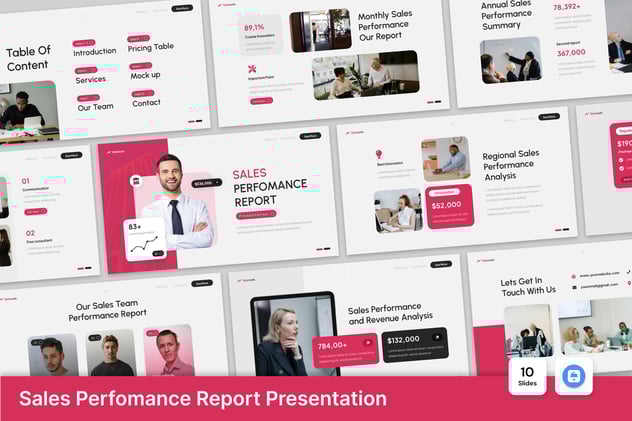 销售绩效数据报告演讲Keynote模板 - 顶尖PPT