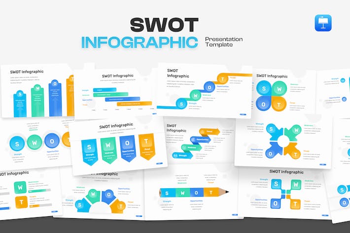 SWOT分析市场策略方案Keynote模板 - 顶尖PPT