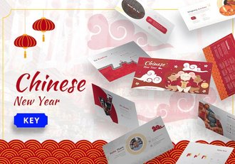 创意喜庆红色中国元素中国年新年快乐keynote模板 - 顶尖PPT