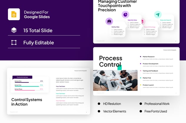 新拟态风格过程控制信息图形PPT模板 - 顶尖PPT
