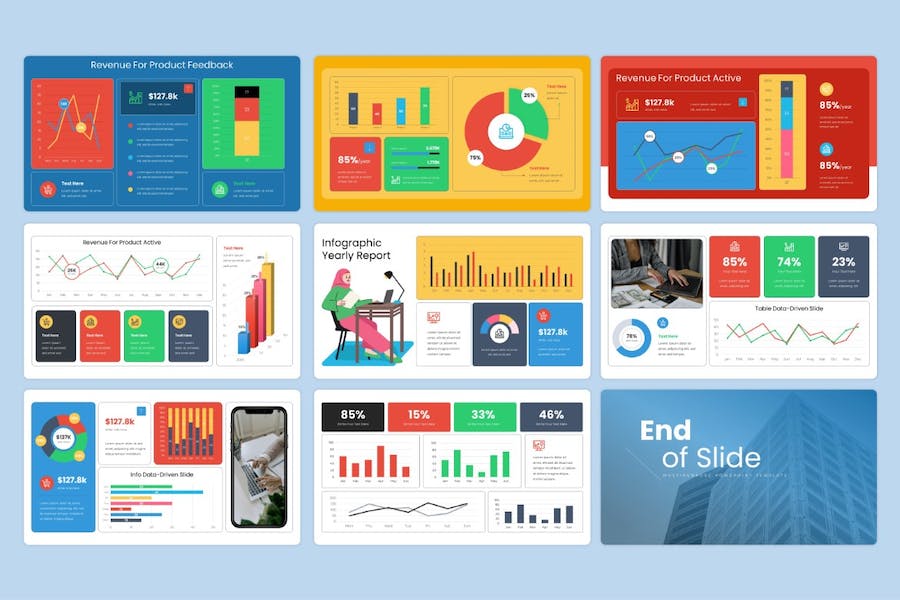 KPI关键指标数据图形展示Keynote模板 - 顶尖PPT