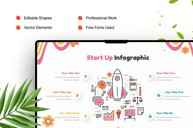 初创企业信息头脑风暴插画图形keynote模板 - 顶尖PPT