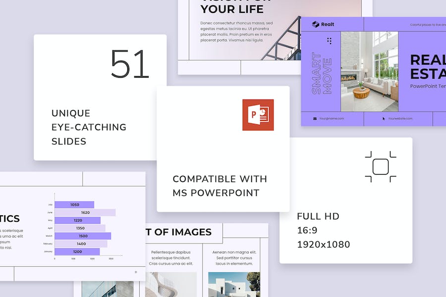 扁平化极简风格房地产装修公司数据分析PPT模板 - 顶尖PPT