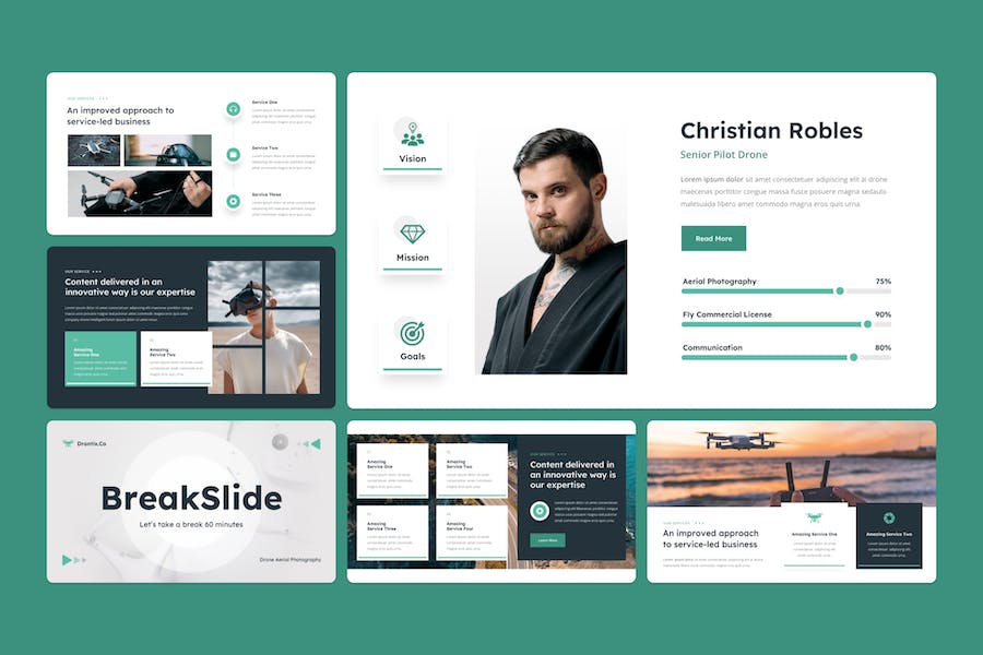 无人机航空摄影产品展示PPT模板 - 顶尖PPT