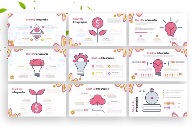 初创企业信息头脑风暴插画图形keynote模板 - 顶尖PPT