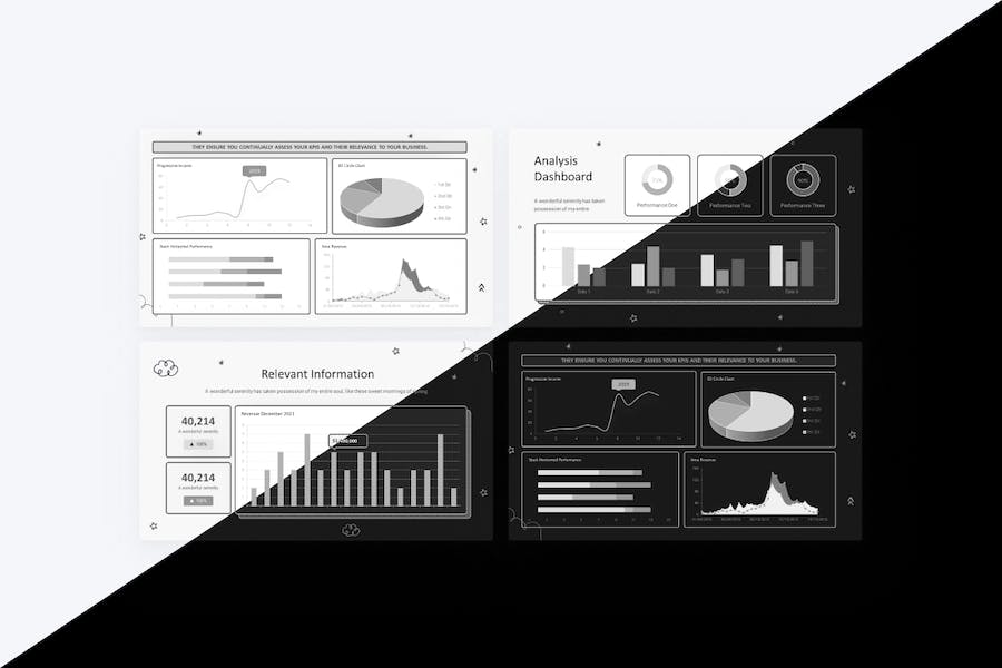 涂鸦风格KPI数据仪表盘PPT模板 - 顶尖PPT