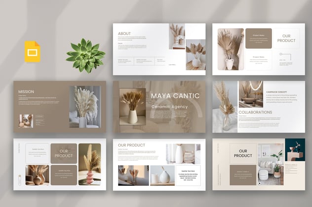 极简文艺风格家居布置PPT模板 - 顶尖PPT