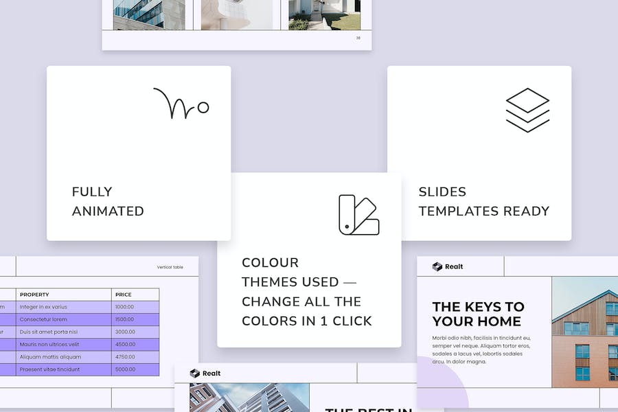 扁平化极简风格房地产装修公司数据分析PPT模板 - 顶尖PPT
