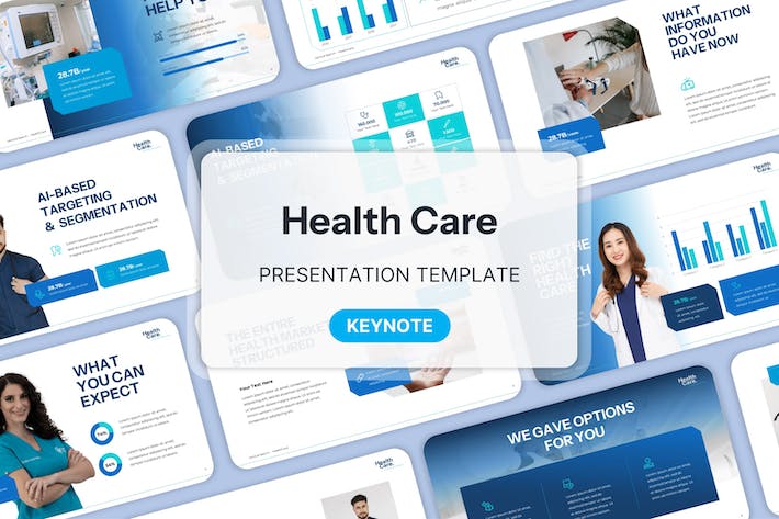 医疗健康蓝色品牌形象设计Keynote模板 - 顶尖PPT