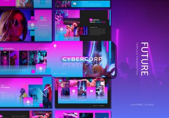 网络科技品牌创意视觉PPT模板 - 顶尖PPT