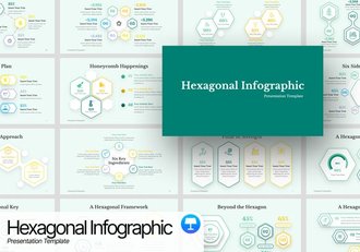 六角形信息图形keynote模板 - 顶尖PPT
