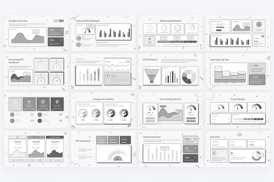 涂鸦风格KPI数据仪表盘PPT模板 - 顶尖PPT