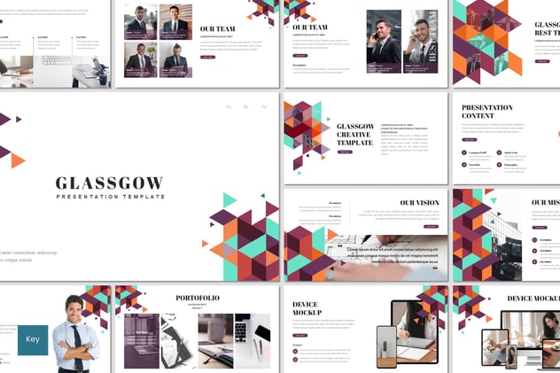 创意菱形组合设计keynote模板 - 顶尖PPT