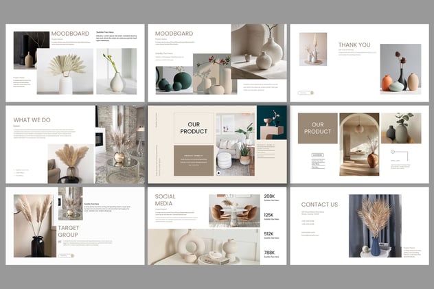 极简文艺风格家居布置PPT模板 - 顶尖PPT