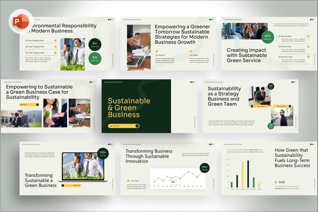 可持续与绿色商业服务PPT模板 - 顶尖PPT