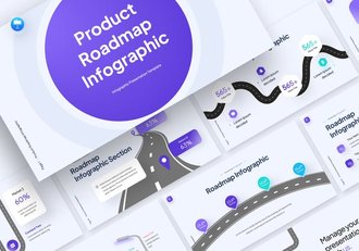 产品发展路线图规划时间轴信息图形Keynote模板 - 顶尖PPT