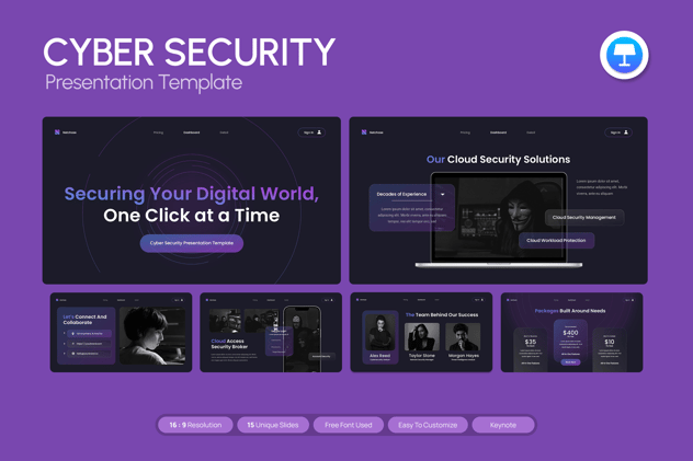 网络安全防护信息保护方案Keynote模板 - 顶尖PPT