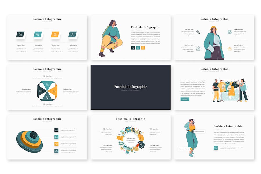 欧美风格时尚行业信息图形PPT模板 - 顶尖PPT