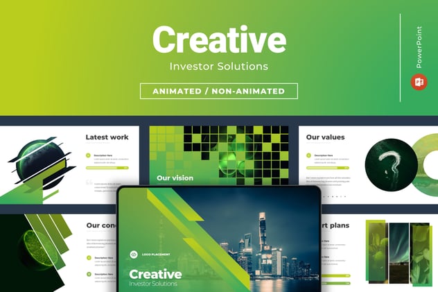 创意投资者互动动画解决方案PPT模板 - 顶尖PPT