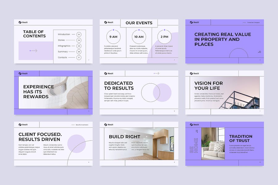 扁平化极简风格房地产装修公司数据分析PPT模板 - 顶尖PPT