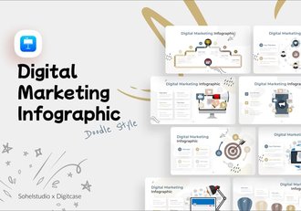 涂鸦风格数字营销图形插画keynote模板 - 顶尖PPT