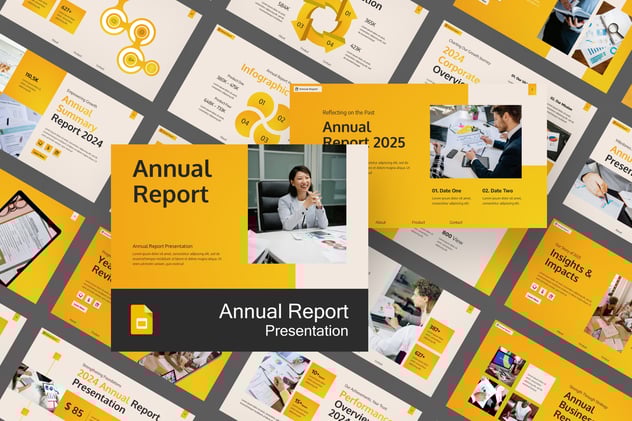 黄色系年度报告欧美风格PPT模板 - 顶尖PPT