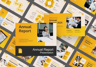 黄色系年度报告欧美风格PPT模板 - 顶尖PPT